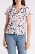 Renee C Floral Flutter Sleeve Top