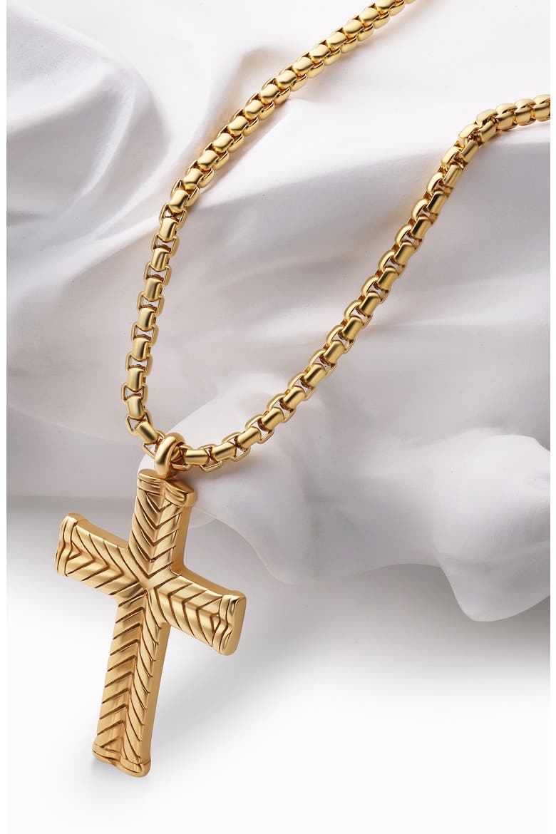 Chevron Cross Pendant Necklace, Alternate, color, GOLD