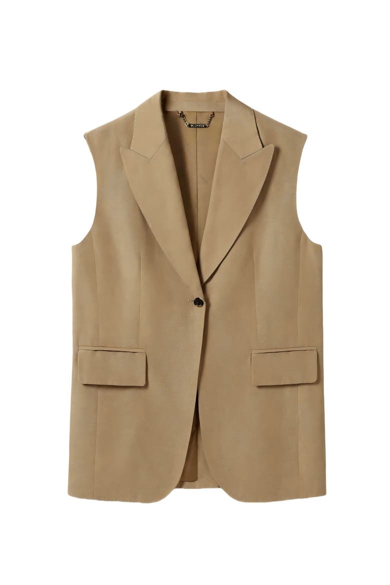 Women's Single Button Sleeveless Lapel Blazer, Main, color, Oak