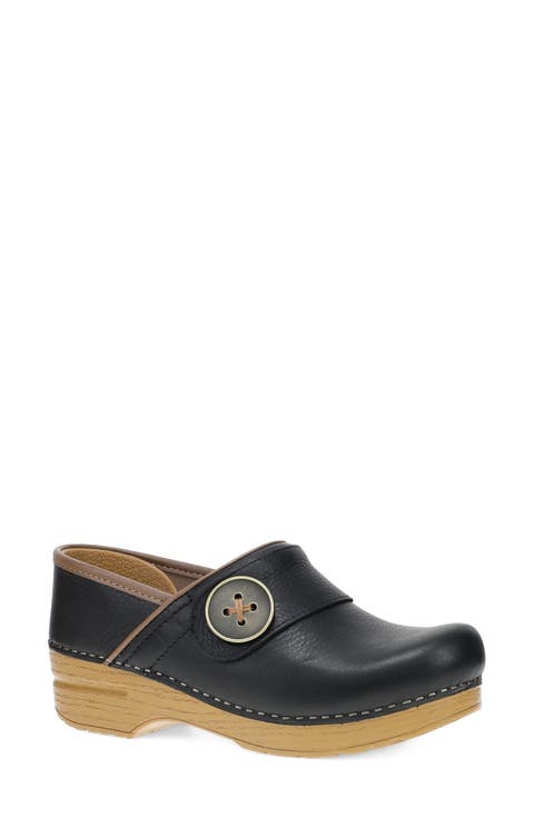 Professional Button Leather Clog
