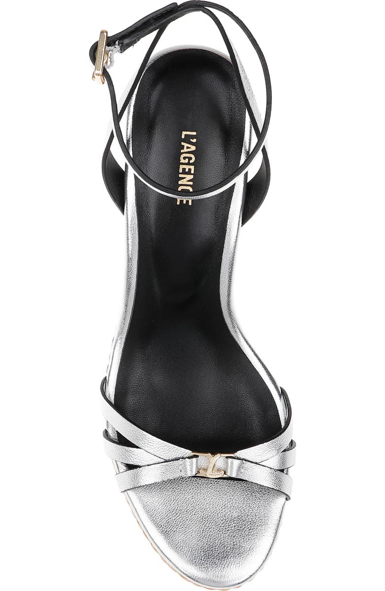 L'AGENCE Genevra Ankle Strap Platform Sandal, Alternate, color, Silver Leather