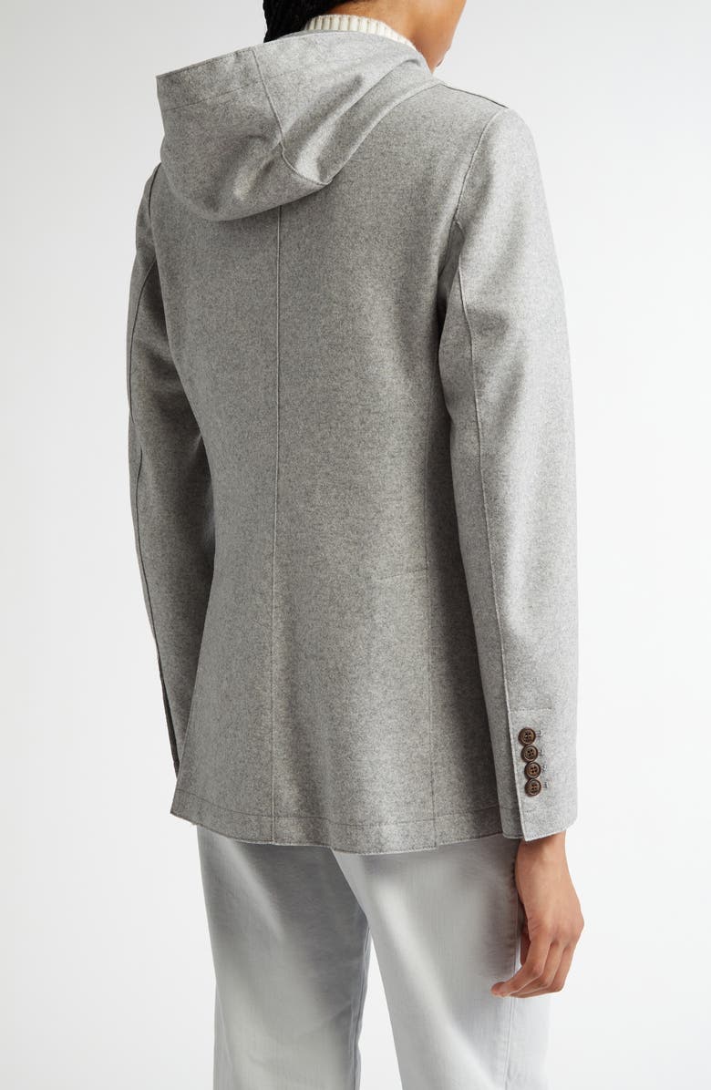 Eleventy Wool Blend Flannel Blazer with Removable Hooded Bib, Alternate, color, Grey