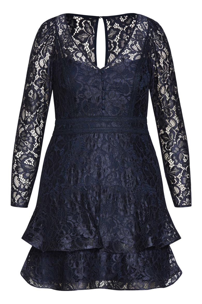 Lace Lover Long Sleeve Dress, Alternate, color, NAVY