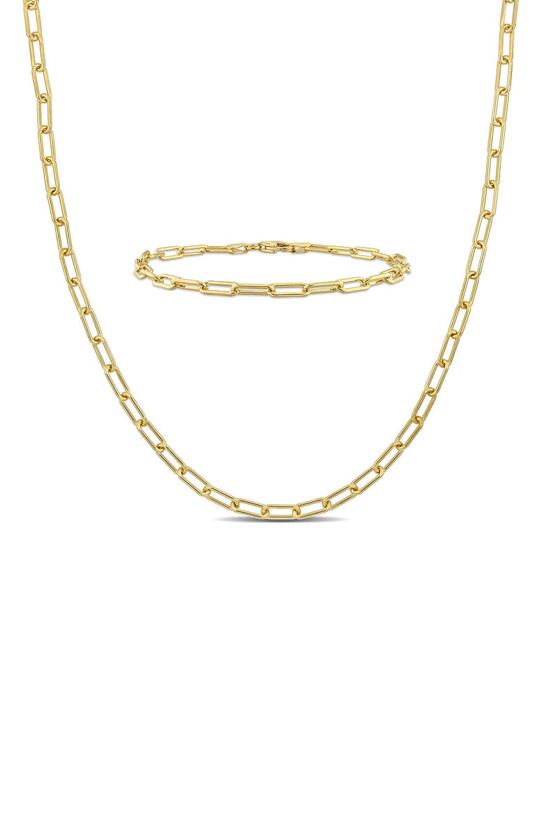 DELMAR Paper Clip Oval Link Chain Necklace & Bracelet Set, 3.5mm, Main, color, 