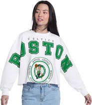 G-III 4HER BY CARL BANKS Women's G-III 4Her by Carl Banks  White Boston Celtics Bleachers Cropped French Terry Sweatshirt