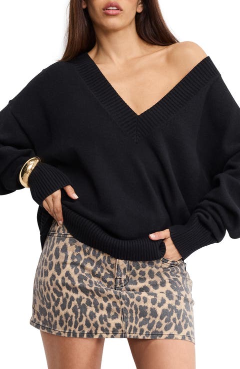 Oversize V-Neck Sweater (Regular & Plus)