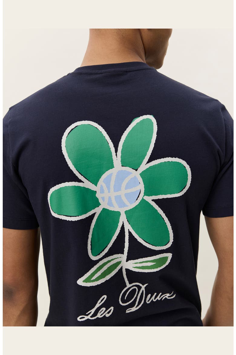 Flower Organic Cotton Graphic T-Shirt, Alternate, color, DARK BLUE NIGHT