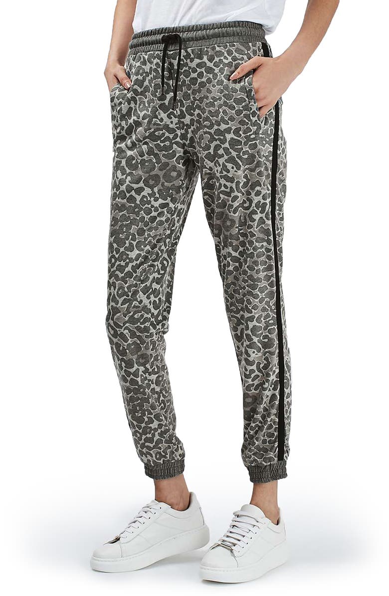 Topshop Leopard Print Jogger Pants, Main, color, 