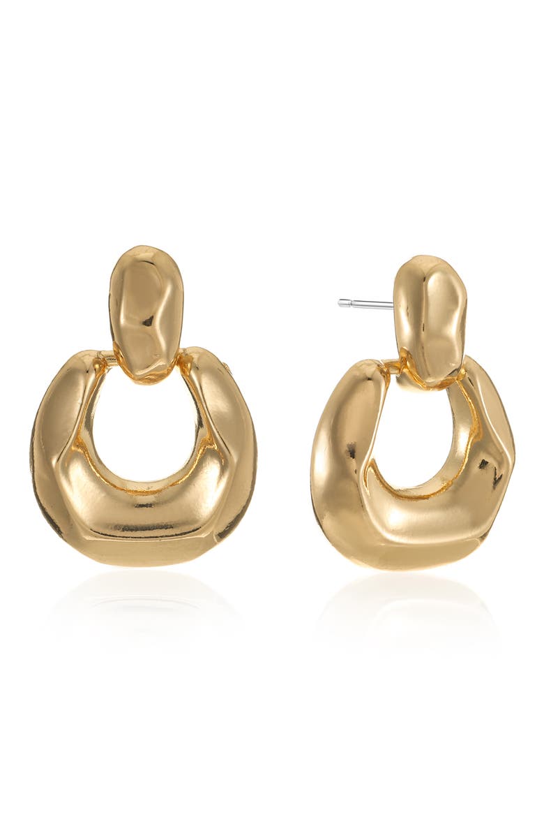 Circle Knocker Drop Earrings, Main, color, GOLD