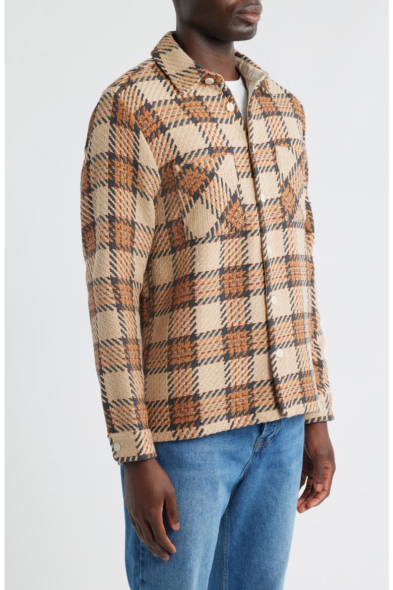Whiting Check Cotton Blend Button-Up Shirt Jacket, Alternate, color, BEIGE MULTI