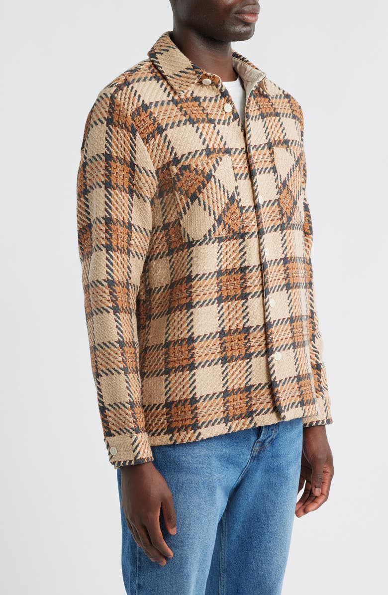 Wax London Whiting Check Cotton Blend Button-Up Shirt Jacket, Alternate, color, Beige Multi