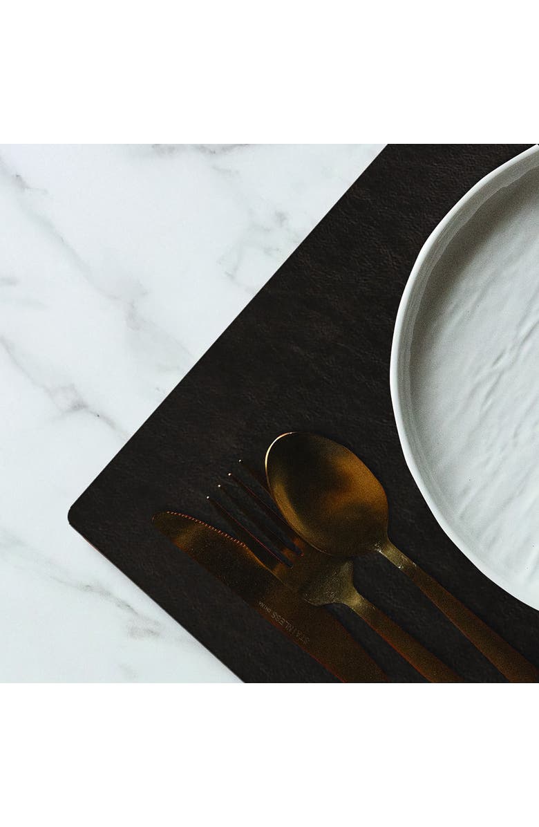 FRIELING Davanti by  Mattola Placemats Set of 6, Rectangular 16.5 x 12.5 Inch Indoor Outdoor Table Placemats, Alternate, color, Black