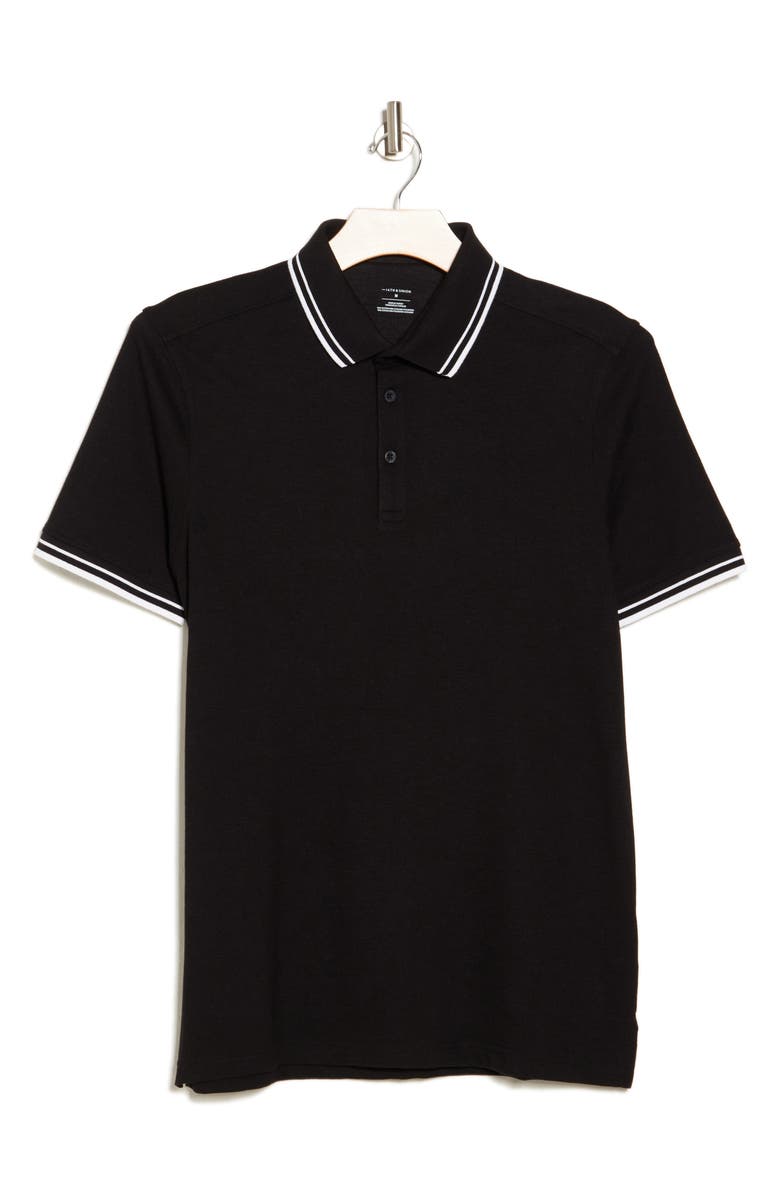 14th & Union CoolMax<sup>®</sup> & Cotton Blend Tipped Polo, Alternate, color, Black