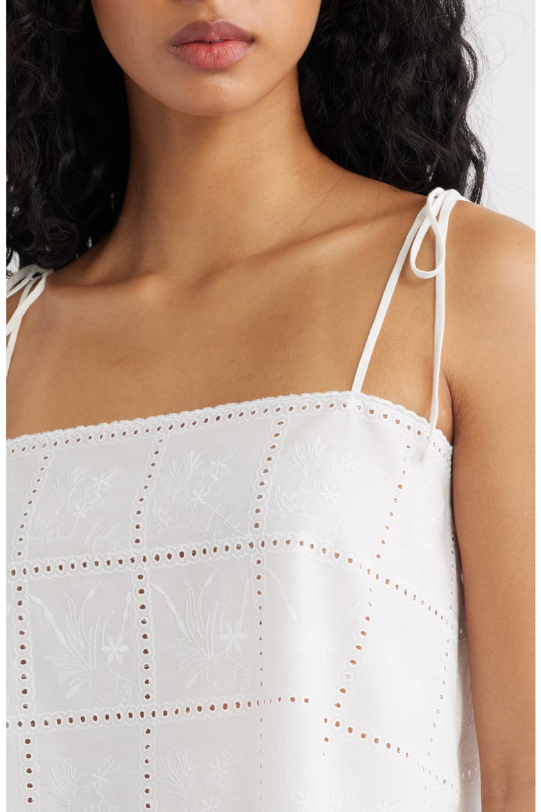 Mora Broderie Anglaise Tie Shoulder Top, Alternate, color, BRODERIE WHITE