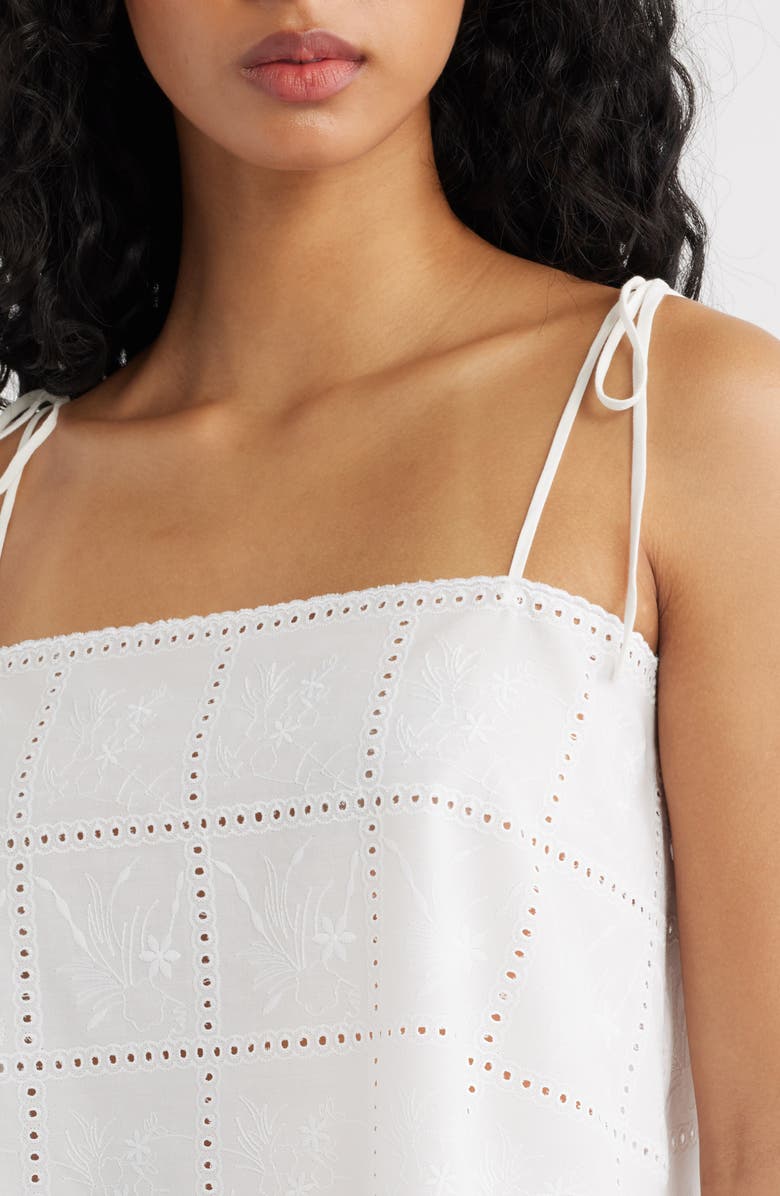 Faithfull the Brand Mora Broderie Anglaise Tie Shoulder Top, Alternate, color, Broderie White