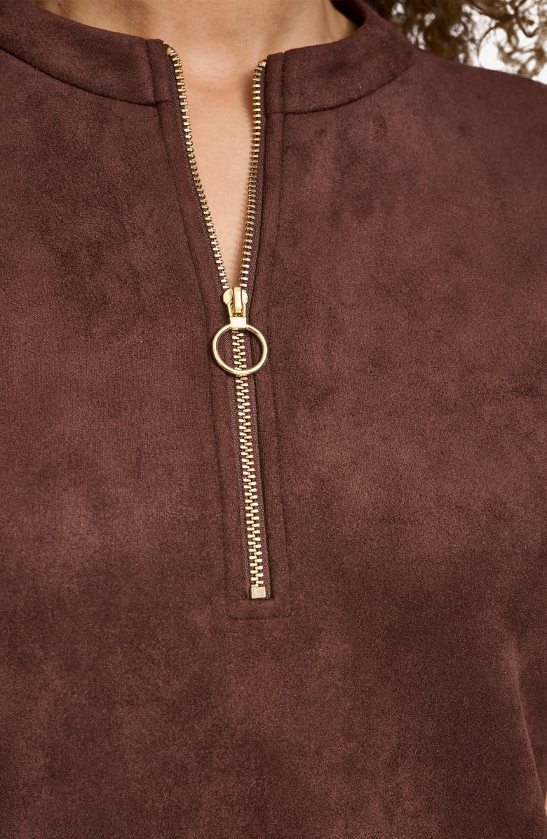 Kensie Faux Suede Shirtdress, Alternate, color, Chocolate