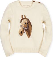 Hope & Henry Kids' Organic Horse Intarsia Sweater with Elbow Patches