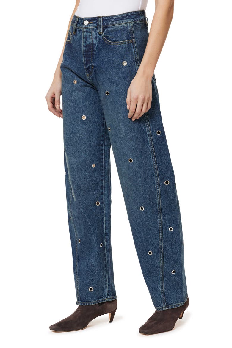 Evie High Waist Grommet Barrel Leg Jeans, Alternate, color, LAKE