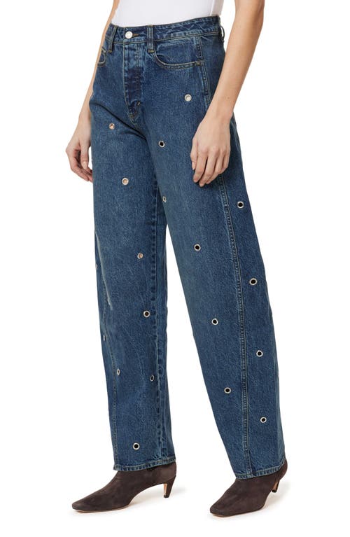 Habitual Evie High Waist Grommet Barrel Leg Jeans In Blue