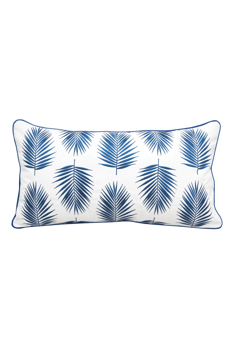 Palm Pattern Lumbar Indoor/Outdoor Accent Throw Pillow Decor, Main, color, Blue