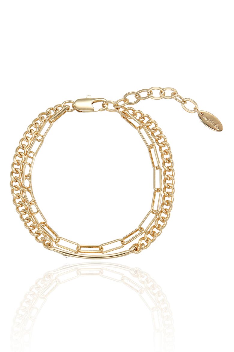 Bar Layered Chain Bracelet, Main, color, GOLD