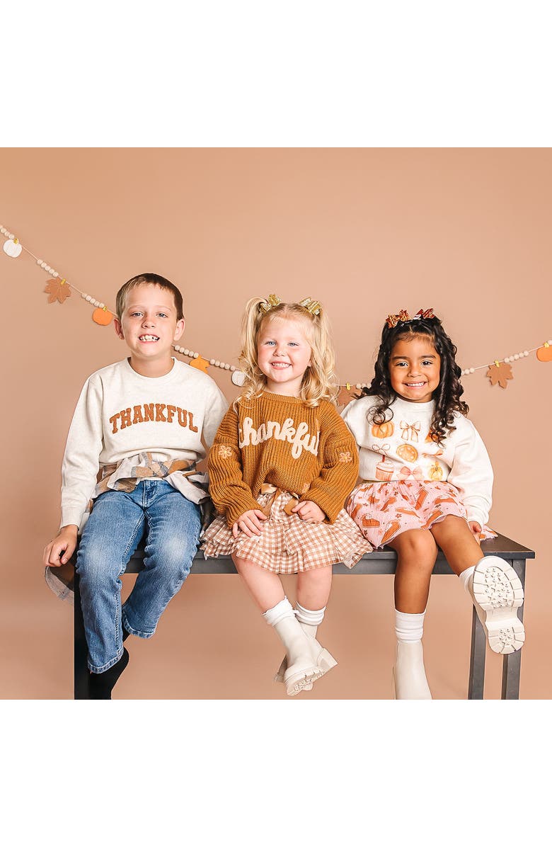 Sweet Wink Thankful Thanksgiving Knit Sweater, Alternate, color, Rust