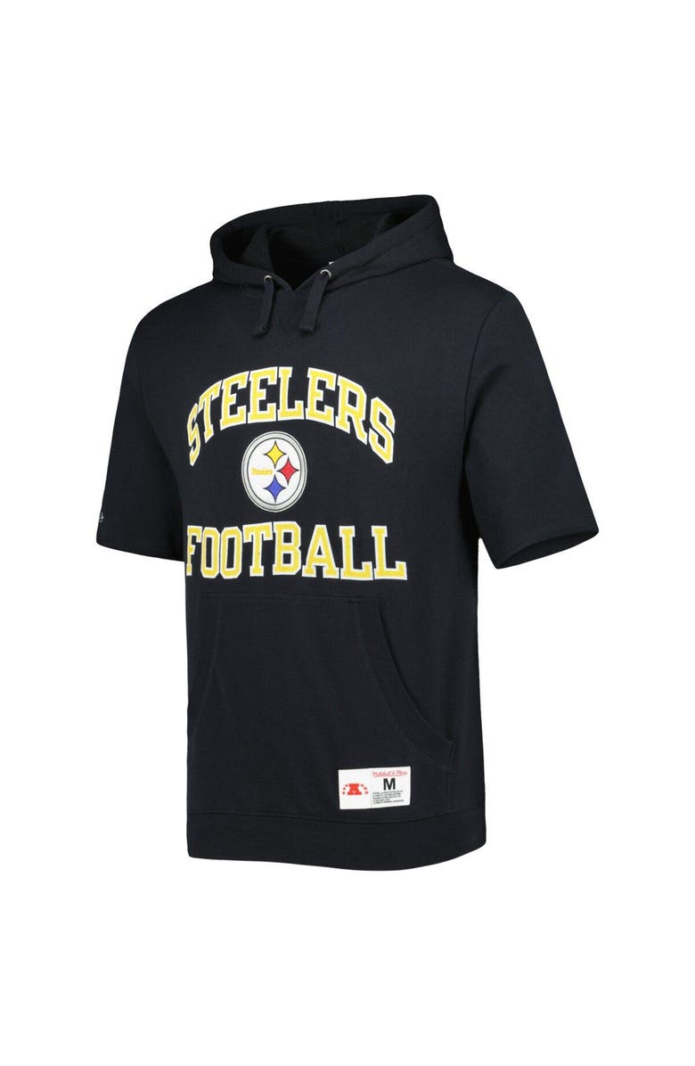 Mitchell & Ness Men's Mitchell & Ness Black Pittsburgh Steelers Washed Short Sleeve Pullover Hoodie, Alternate, color, Black
