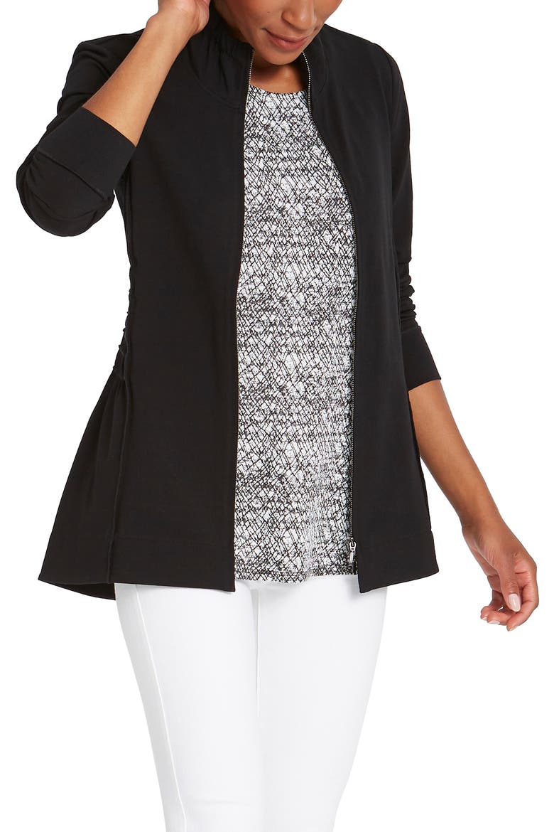 The Perfect Zip Front Knit Jacket, Main, color, BLACK ONYX