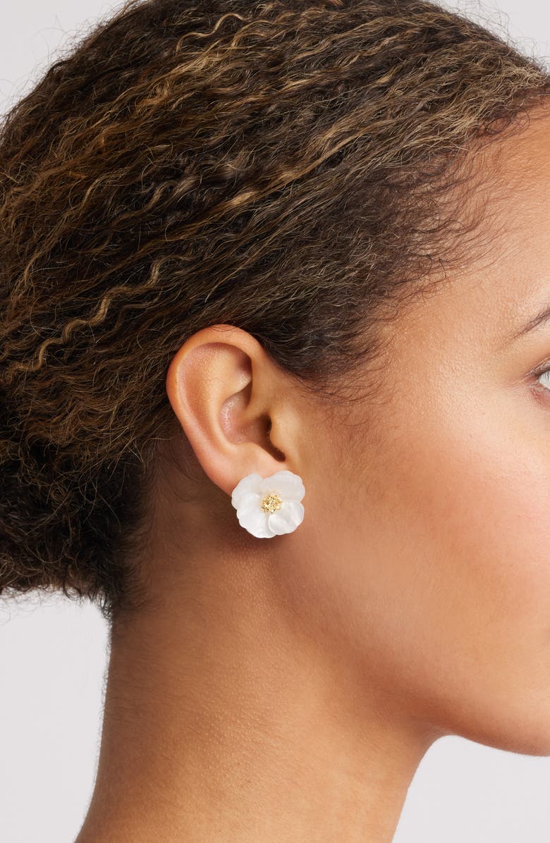 Nordstrom Floral Statement Stud Earrings, Alternate, color, White- Gold