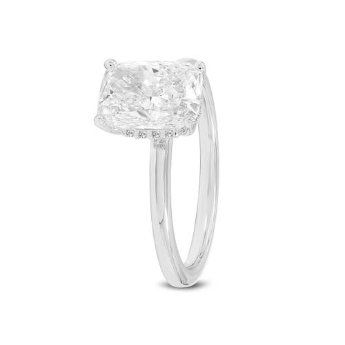 Luvmyjewelry Selene 14k White Gold Cushion Hidden Halo Lab Grown Diamond Engagement Ring In 14k White Gold