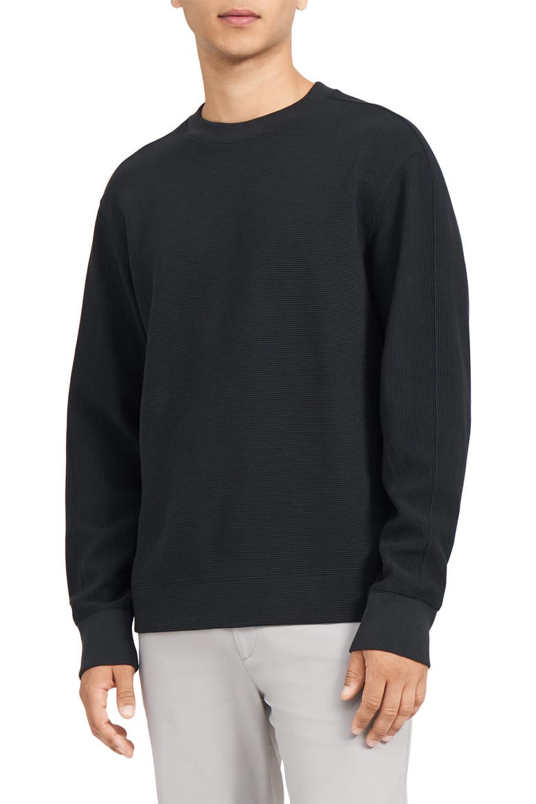 Meir Crew Studio Ottoman Sweater, Main, color, BLACK