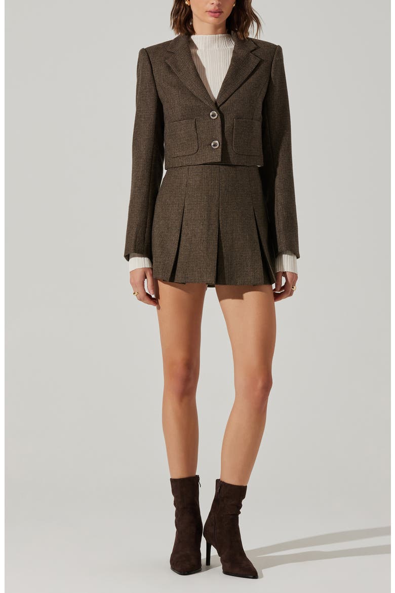 Siarah Houndstooth Pleated Miniskirt, Alternate, color, MOCHA PLAID