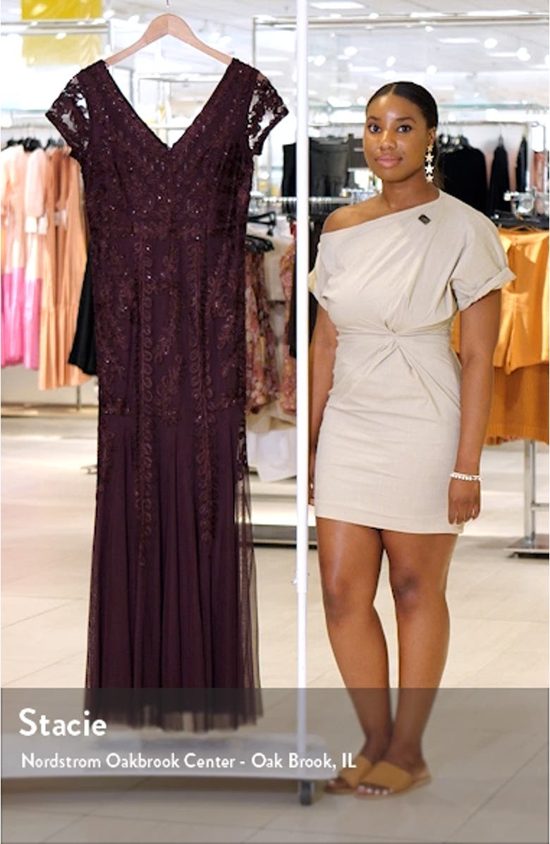 Beaded Cap Sleeve Tulle Gown, sales video thumbnail