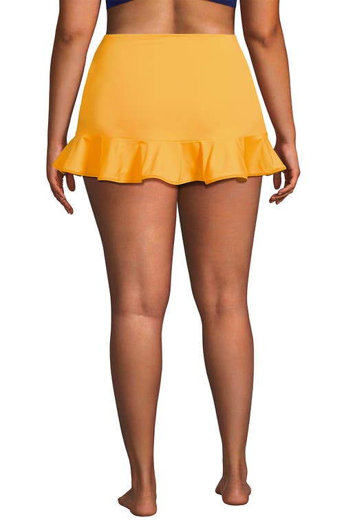 Lands' End Plus Size Pique Ruffle Hem Mini Swim Skirt In Sweet Mango