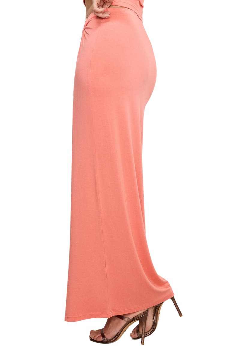 Ruched Jersey Maxi Skirt, Alternate, color, CORAL002