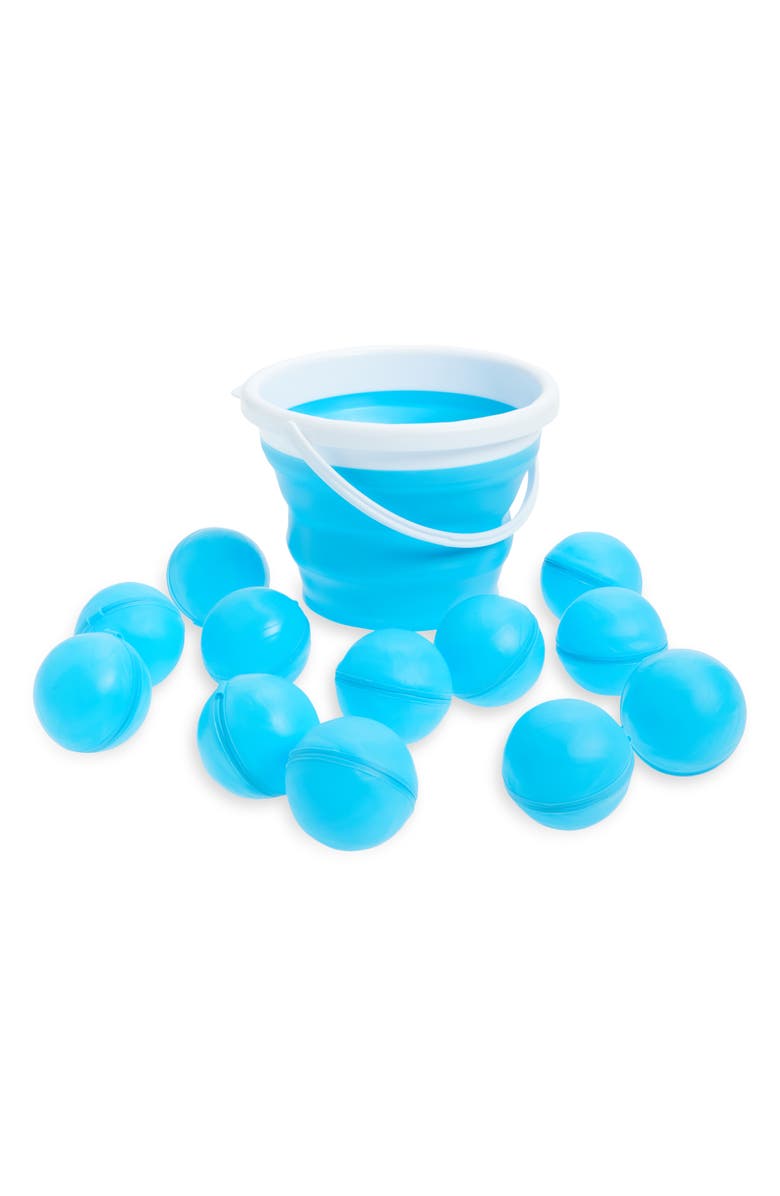 Coconut Outdoor Blue Reusable Water Balloon & Bucket Bundle, Main, color, 