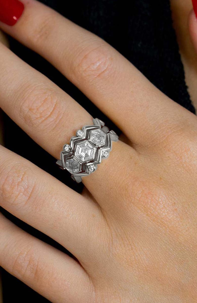 Sterling Forever Caterina Cubic Zirconia Stacking Ring, Alternate, color,