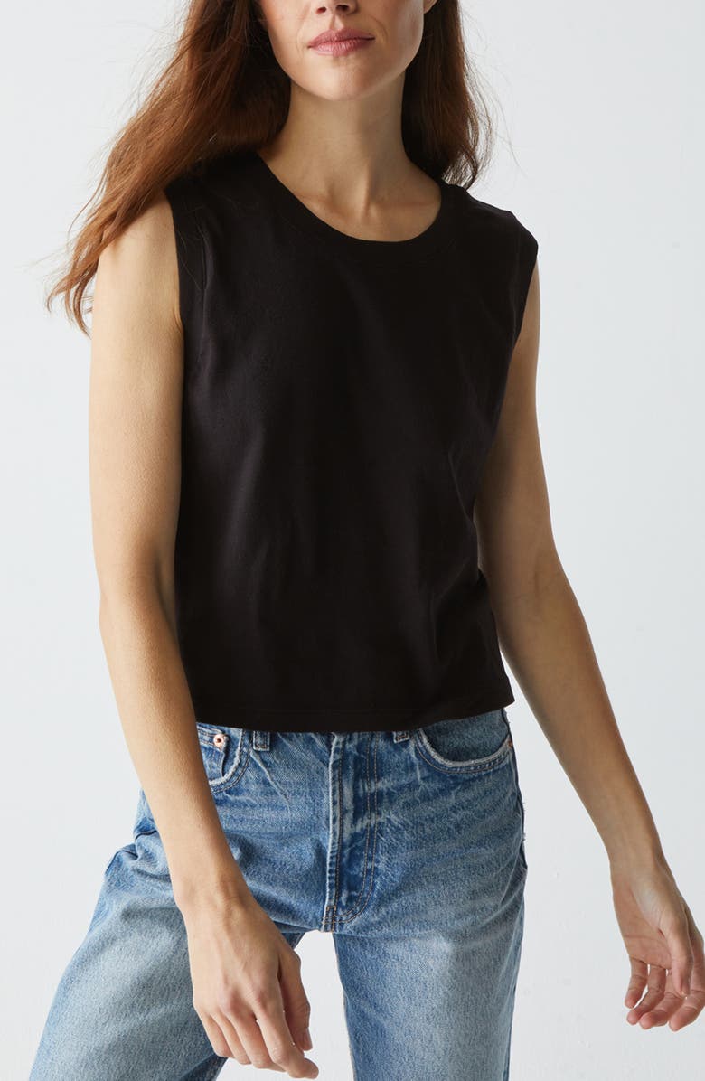 Michael Stars Johnnie Crewneck Cotton Tank, Alternate, color, Black