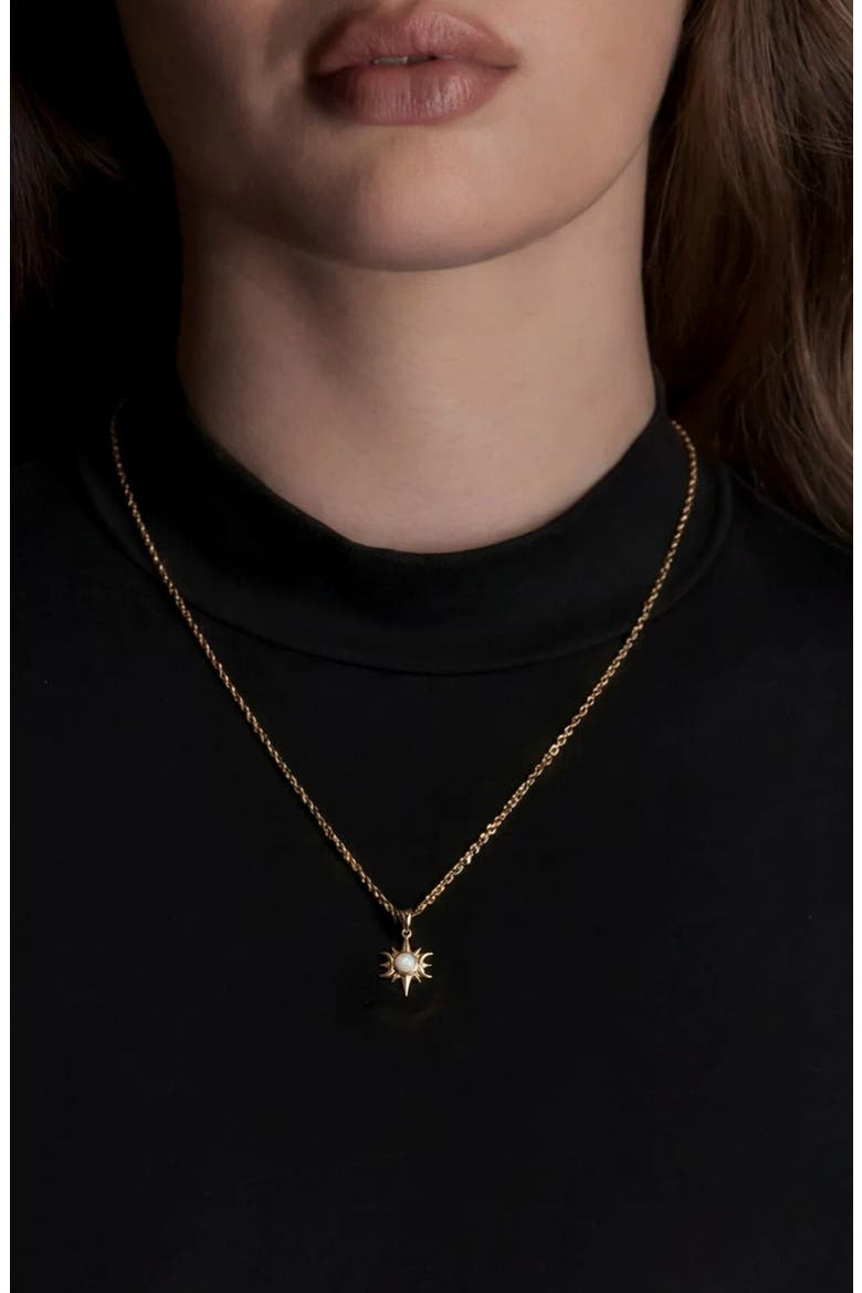 Opal Triple Moon Pendant Necklace, Main, color, METALLIC GOLD