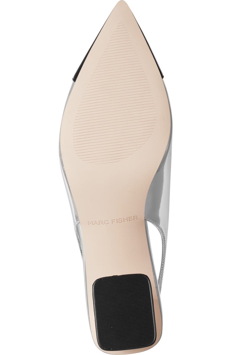 Marc Fisher Mirrored Block Heel Slingback Pump, Alternate, color, Silver