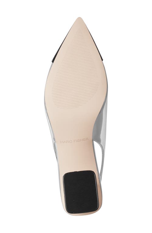 Marc Fisher Mirrored Block Heel Slingback Pump In Silver