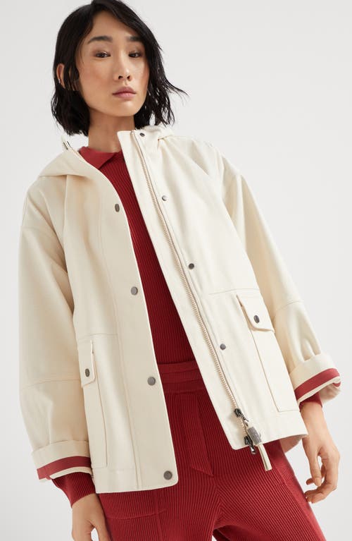 Brunello Cucinelli Hooded Canvas Waterproof Jacket In Panama