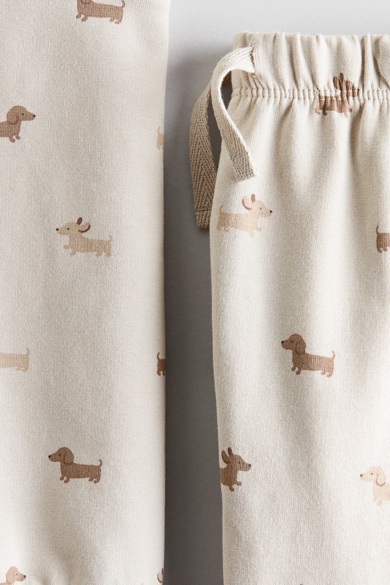 2-piece Sweatshirt And Joggers Set, Alternate, color, Light beige/dogs