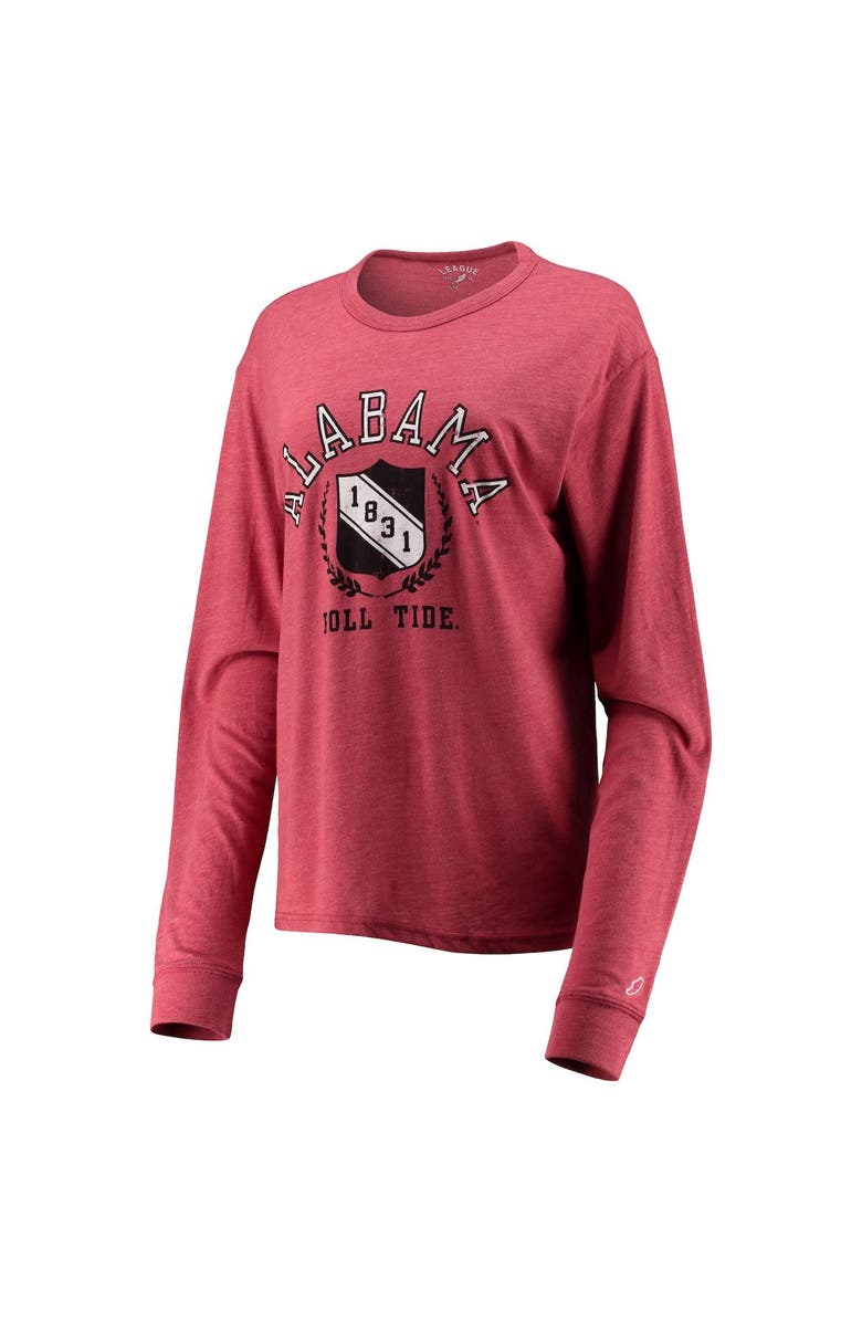 LEAGUE COLLEGIATE WEAR Women's League Collegiate Wear Heathered Crimson Alabama Crimson Tide Seal Victory Falls Oversized Tri-Blend Long Sleeve T-Shirt, Alternate, color, 