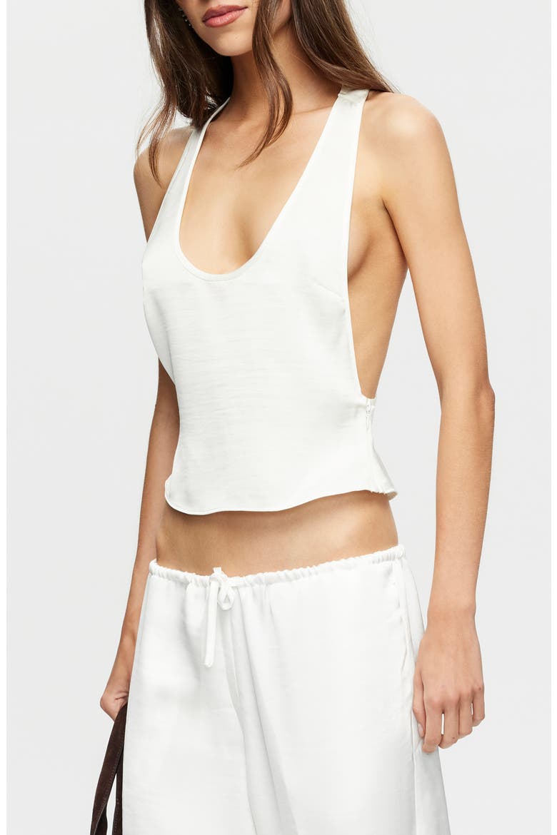 Bare Crop Satin Tank, Alternate, color, PORCELAIN