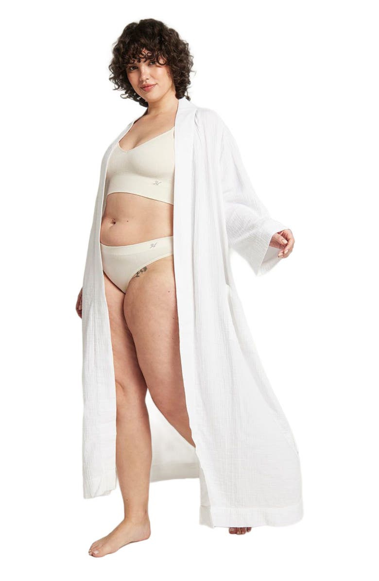 Nudea The Classic Belted Robe, Alternate, color, Cotton White