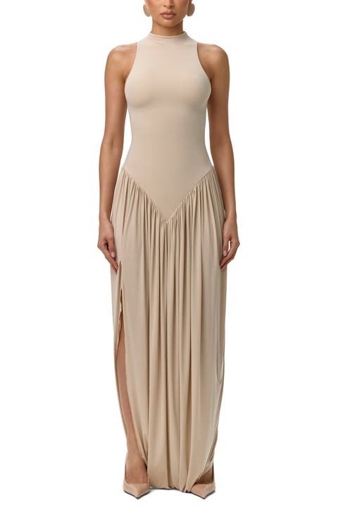 Sleeveless Mock Neck Maxi Dress