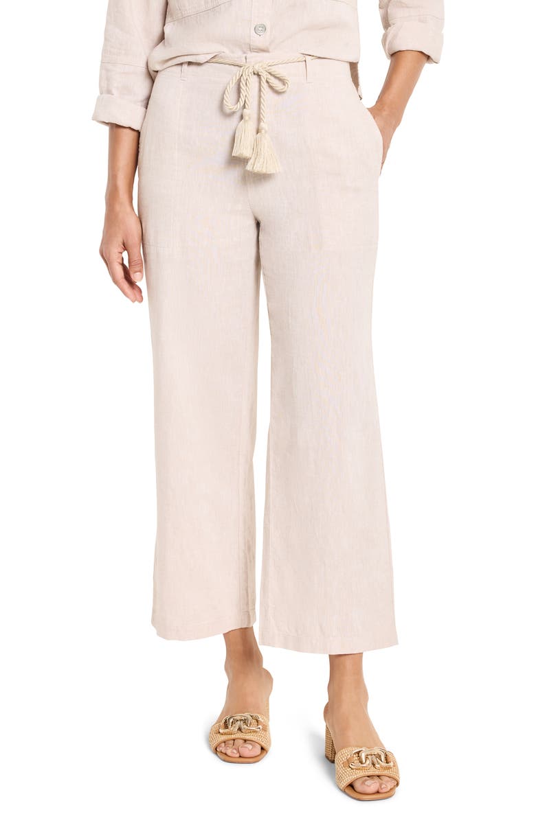 NIC+ZOE Rumba Rope Belt Linen Blend Pants, Main, color, Neutral Mix