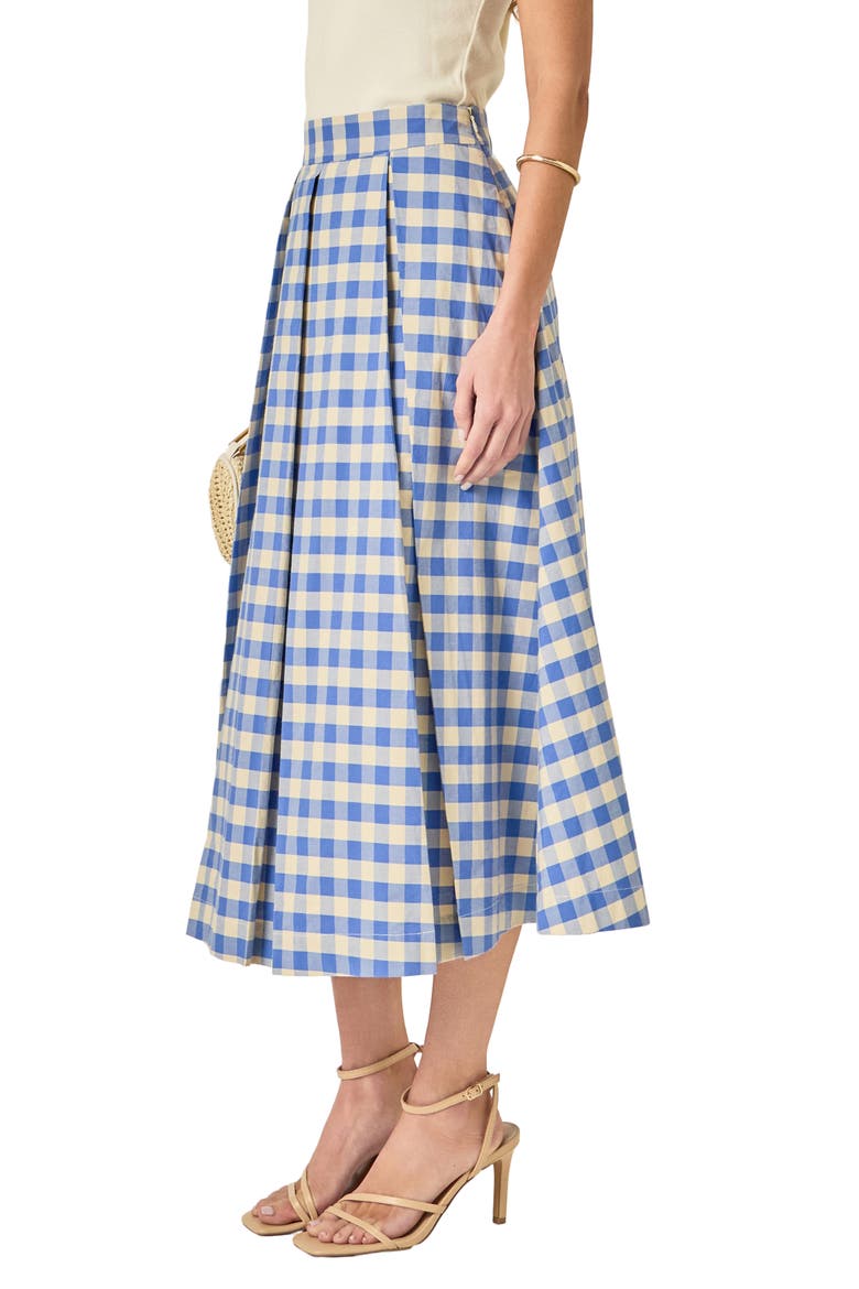 Checked Cotton Maxi Skirt, Alternate, color, BLUE PLAID MULTI