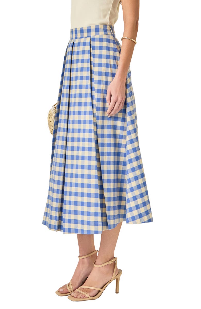 English Factory Checked Cotton Maxi Skirt, Alternate, color, Blue Plaid Multi